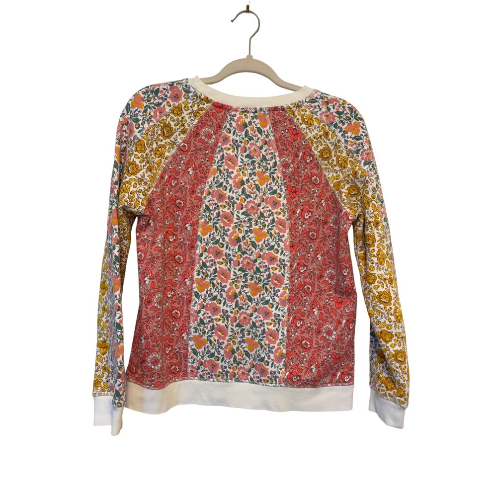 Boden Hannah Floral Patchwork Sweatshirt Pink Yellow Raglan Pullover Sz Small - Picture 2 of 5